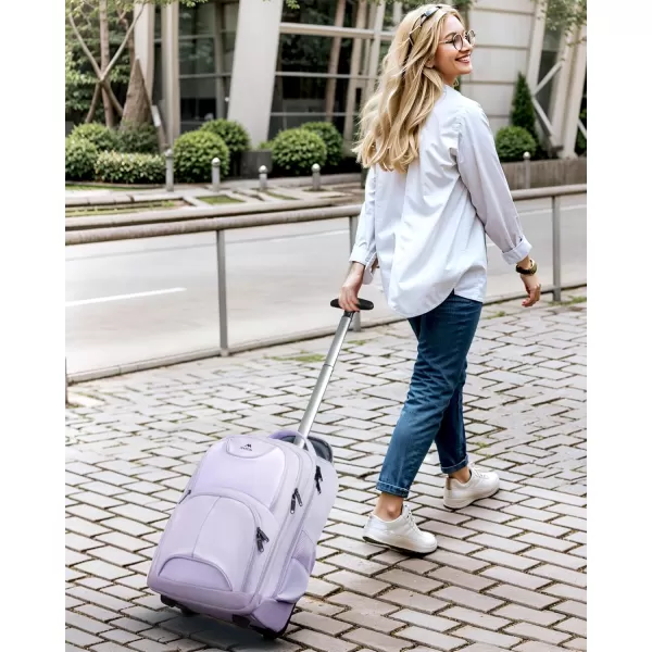 MATEIN Rolling Backpack 17 inch Water Resistant Wheeled Laptop Backpack Carry on Luggage Business Bag Overnight College Computer Backpack Trolley Suitcase for Men Women Adults to Travel BlackPurple