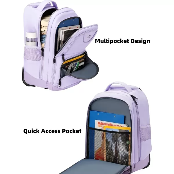 MATEIN Rolling Backpack 17 inch Water Resistant Wheeled Laptop Backpack Carry on Luggage Business Bag Overnight College Computer Backpack Trolley Suitcase for Men Women Adults to Travel BlackPurple