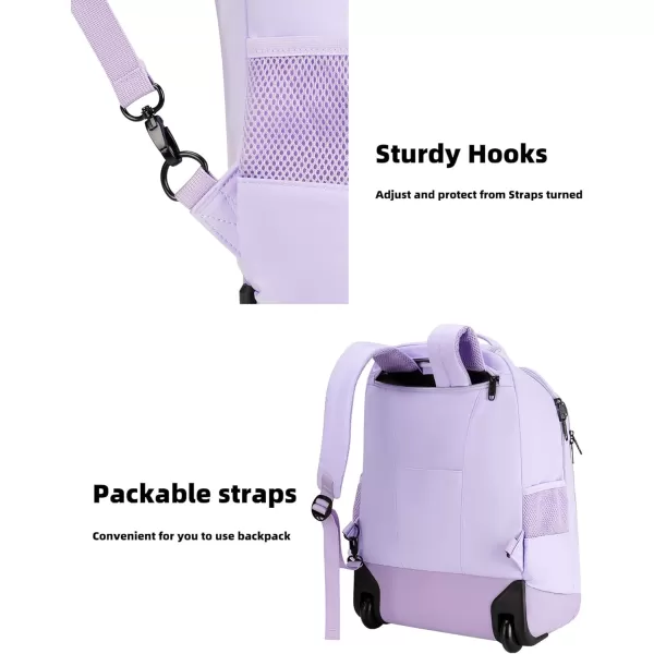 MATEIN Rolling Backpack 17 inch Water Resistant Wheeled Laptop Backpack Carry on Luggage Business Bag Overnight College Computer Backpack Trolley Suitcase for Men Women Adults to Travel BlackPurple