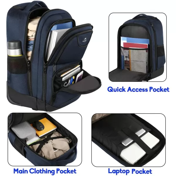 MATEIN Rolling Backpack 17 inch Water Resistant Wheeled Laptop Backpack Carry on Luggage Business Bag Overnight College Computer Backpack Trolley Suitcase for Men Women Adults to Travel BlackBlue