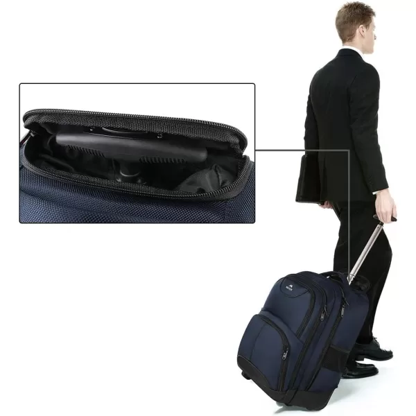 MATEIN Rolling Backpack 17 inch Water Resistant Wheeled Laptop Backpack Carry on Luggage Business Bag Overnight College Computer Backpack Trolley Suitcase for Men Women Adults to Travel BlackBlue
