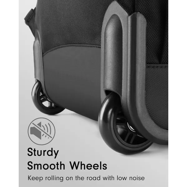 MATEIN Rolling Backpack Travel Laptop Backpack with Wheels Fits 17 Inch Computer Water Resistant Large Roller Carry On Luggage Wheeled Backpack Trolley Overnight Work Business College Bag BlackBlack