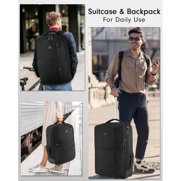 MATEIN Rolling Backpack Travel Laptop Backpack with Wheels Fits 17 Inch Computer Water Resistant Large Roller Carry On Luggage Wheeled Backpack Trolley Overnight Work Business College Bag BlackBlack
