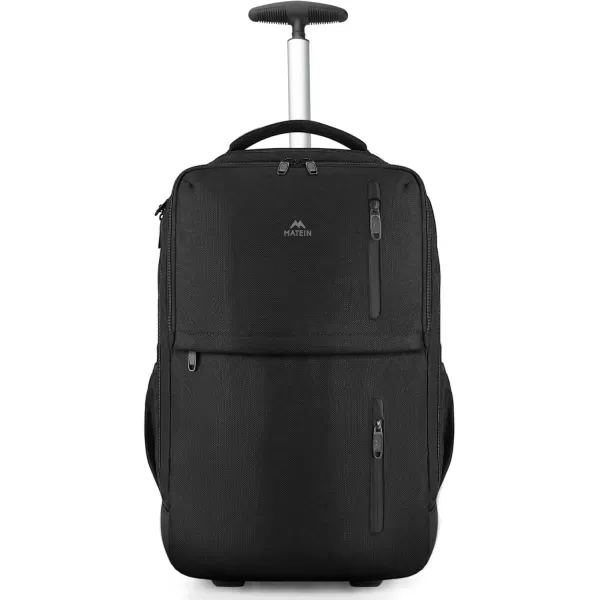MATEIN Rolling Backpack Travel Laptop Backpack with Wheels Fits 17 Inch Computer Water Resistant Large Roller Carry On Luggage Wheeled Backpack Trolley Overnight Work Business College Bag BlackBlack