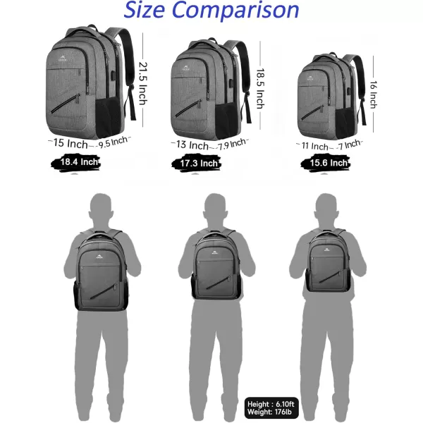 MATEIN School Laptop Backpack Extra Large TSA Friendly College Computer Bookbag with Laptop Compartment Fits 17 Inch Notebook Water Resistant Business Work Travel Bag Graduation Gifts for Men WomenGrey