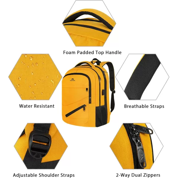 MATEIN School Laptop Backpack Extra Large TSA Friendly College Computer Bookbag with Laptop Compartment Fits 17 Inch Notebook Water Resistant Business Work Travel Bag Graduation Gifts for Men WomenYellow