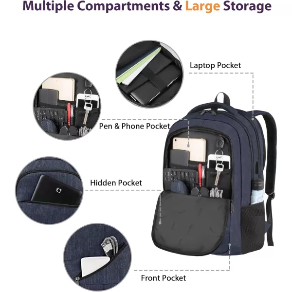 MATEIN School Laptop Backpack Extra Large TSA Friendly College Computer Bookbag with Laptop Compartment Fits 17 Inch Notebook Water Resistant Business Work Travel Bag Graduation Gifts for Men WomenDark Blue