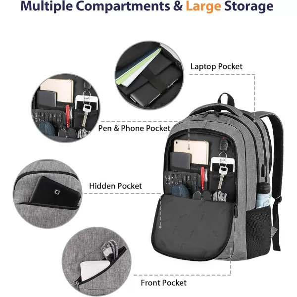 MATEIN School Laptop Backpack Extra Large TSA Friendly College Computer Bookbag with Laptop Compartment Fits 17 Inch Notebook Water Resistant Business Work Travel Bag Graduation Gifts for Men WomenGrey