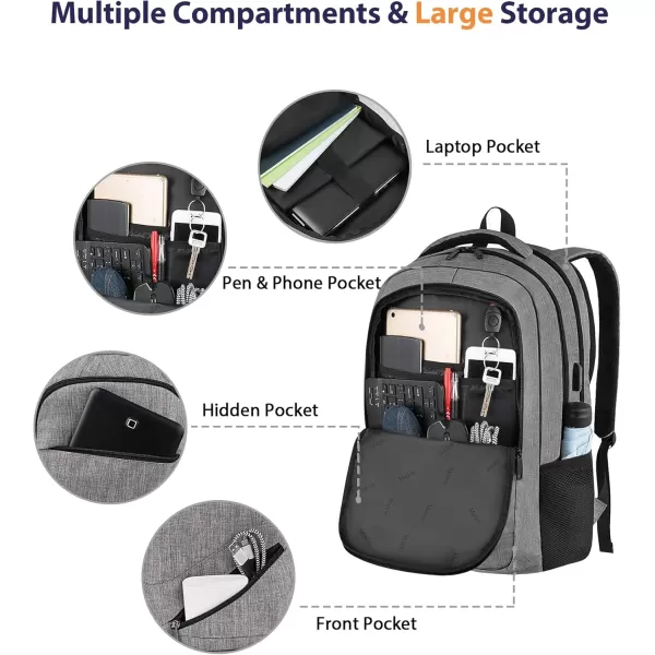 MATEIN School Laptop Backpack Extra Large TSA Friendly College Computer Bookbag with Laptop Compartment Fits 17 Inch Notebook Water Resistant Business Work Travel Bag Graduation Gifts for Men WomenGrey