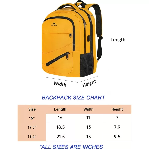 MATEIN School Laptop Backpack Extra Large TSA Friendly College Computer Bookbag with Laptop Compartment Fits 17 Inch Notebook Water Resistant Business Work Travel Bag Graduation Gifts for Men WomenYellow