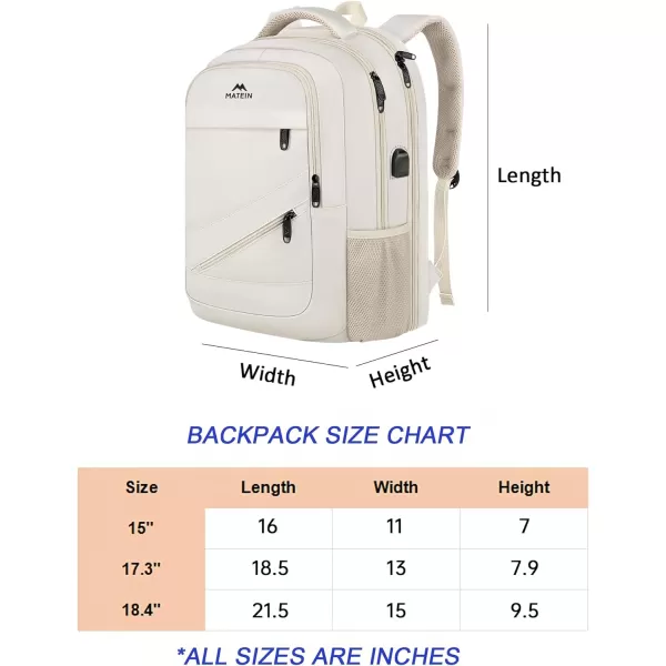 MATEIN School Laptop Backpack Extra Large TSA Friendly College Computer Bookbag with Laptop Compartment Fits 17 Inch Notebook Water Resistant Business Work Travel Bag Graduation Gifts for Men WomenBeige