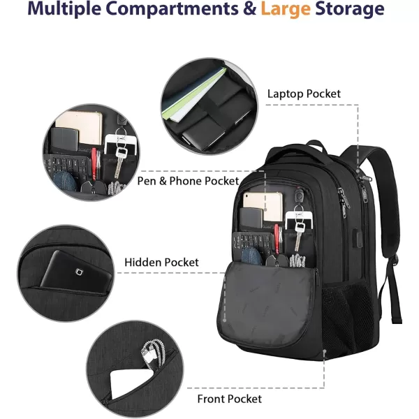 MATEIN School Laptop Backpack Extra Large TSA Friendly College Computer Bookbag with Laptop Compartment Fits 17 Inch Notebook Water Resistant Business Work Travel Bag Graduation Gifts for Men WomenBlack