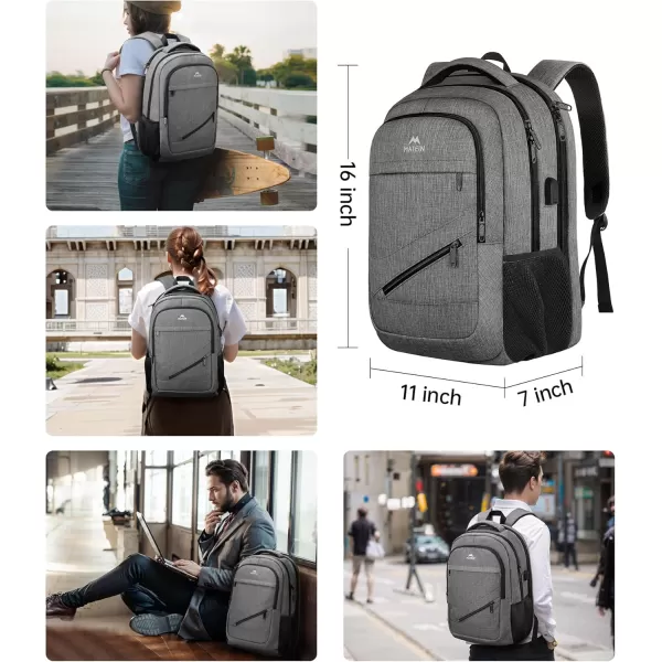 MATEIN School Laptop Backpack Extra Large TSA Friendly College Computer Bookbag with Laptop Compartment Fits 17 Inch Notebook Water Resistant Business Work Travel Bag Graduation Gifts for Men WomenGrey