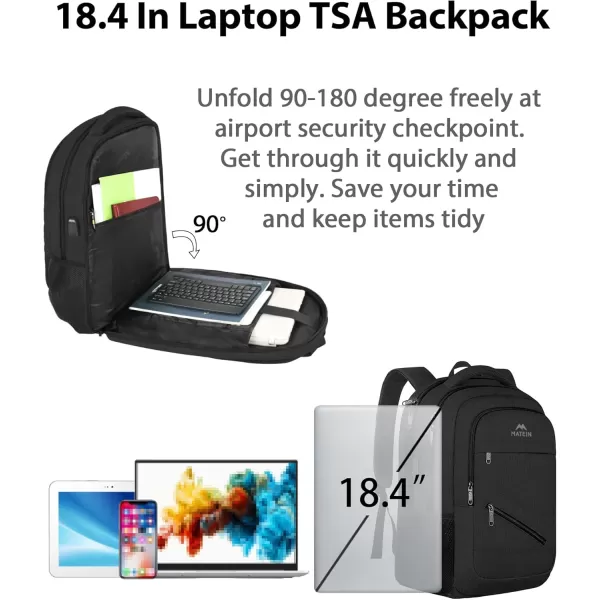 MATEIN School Laptop Backpack Extra Large TSA Friendly College Computer Bookbag with Laptop Compartment Fits 17 Inch Notebook Water Resistant Business Work Travel Bag Graduation Gifts for Men WomenBlack