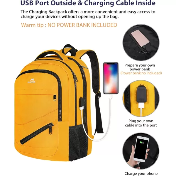 MATEIN School Laptop Backpack Extra Large TSA Friendly College Computer Bookbag with Laptop Compartment Fits 17 Inch Notebook Water Resistant Business Work Travel Bag Graduation Gifts for Men WomenYellow