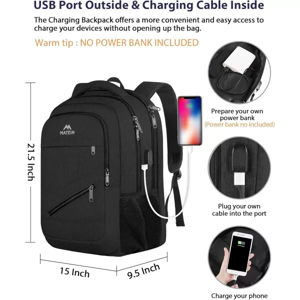 MATEIN School Laptop Backpack Extra Large TSA Friendly College Computer Bookbag with Laptop Compartment Fits 17 Inch Notebook Water Resistant Business Work Travel Bag Graduation Gifts for Men WomenBlack
