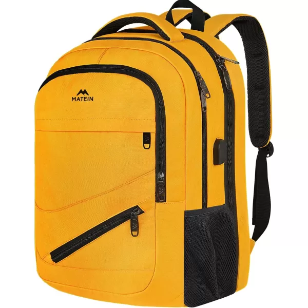 MATEIN School Laptop Backpack Extra Large TSA Friendly College Computer Bookbag with Laptop Compartment Fits 17 Inch Notebook Water Resistant Business Work Travel Bag Graduation Gifts for Men WomenYellow