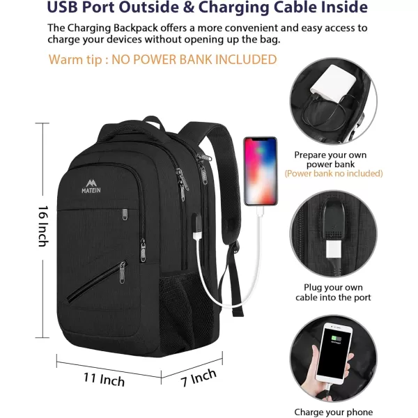 MATEIN School Laptop Backpack Extra Large TSA Friendly College Computer Bookbag with Laptop Compartment Fits 17 Inch Notebook Water Resistant Business Work Travel Bag Graduation Gifts for Men WomenBlack