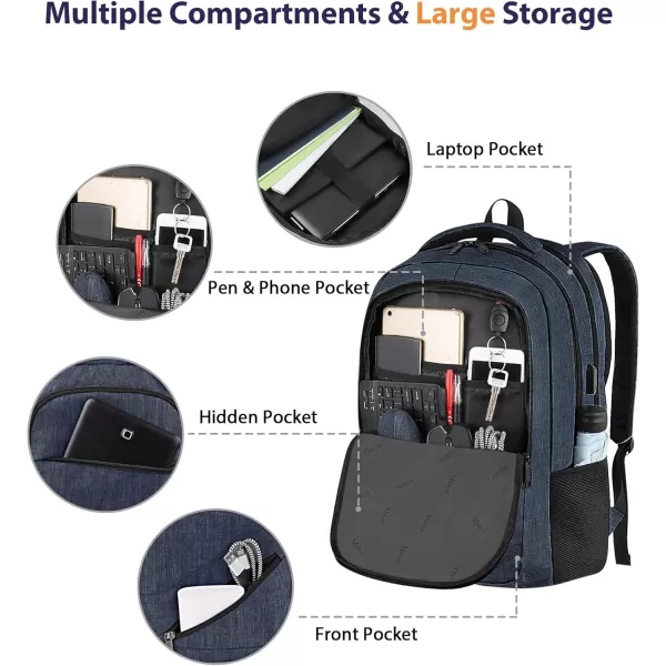 MATEIN School Laptop Backpack Extra Large TSA Friendly College Computer Bookbag with Laptop Compartment Fits 17 Inch Notebook Water Resistant Business Work Travel Bag Graduation Gifts for Men WomenDark Blue
