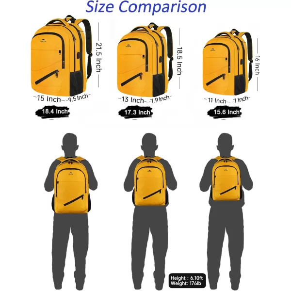 MATEIN School Laptop Backpack Extra Large TSA Friendly College Computer Bookbag with Laptop Compartment Fits 17 Inch Notebook Water Resistant Business Work Travel Bag Graduation Gifts for Men WomenYellow