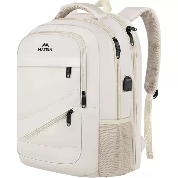 MATEIN School Laptop Backpack Extra Large TSA Friendly College Computer Bookbag with Laptop Compartment Fits 17 Inch Notebook Water Resistant Business Work Travel Bag Graduation Gifts for Men WomenBeige