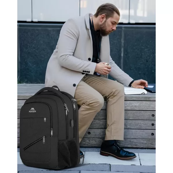 MATEIN School Laptop Backpack Extra Large TSA Friendly College Computer Bookbag with Laptop Compartment Fits 17 Inch Notebook Water Resistant Business Work Travel Bag Graduation Gifts for Men WomenBlack