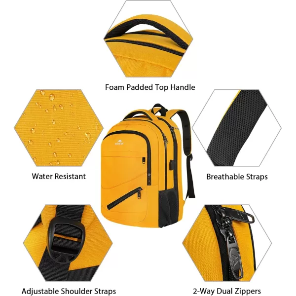 MATEIN School Laptop Backpack Extra Large TSA Friendly College Computer Bookbag with Laptop Compartment Fits 17 Inch Notebook Water Resistant Business Work Travel Bag Graduation Gifts for Men WomenYellow