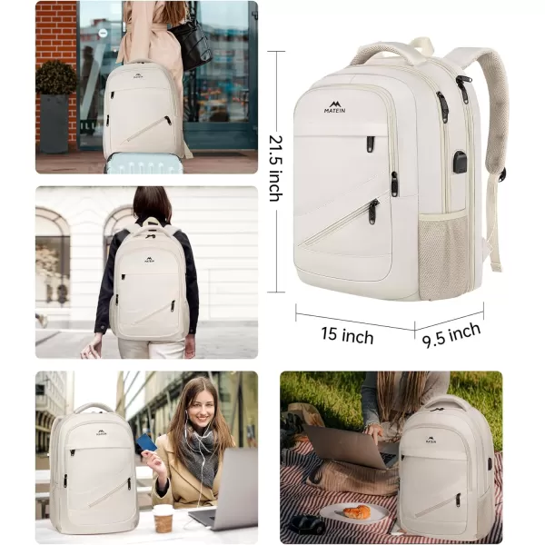 MATEIN School Laptop Backpack Extra Large TSA Friendly College Computer Bookbag with Laptop Compartment Fits 17 Inch Notebook Water Resistant Business Work Travel Bag Graduation Gifts for Men WomenBeige