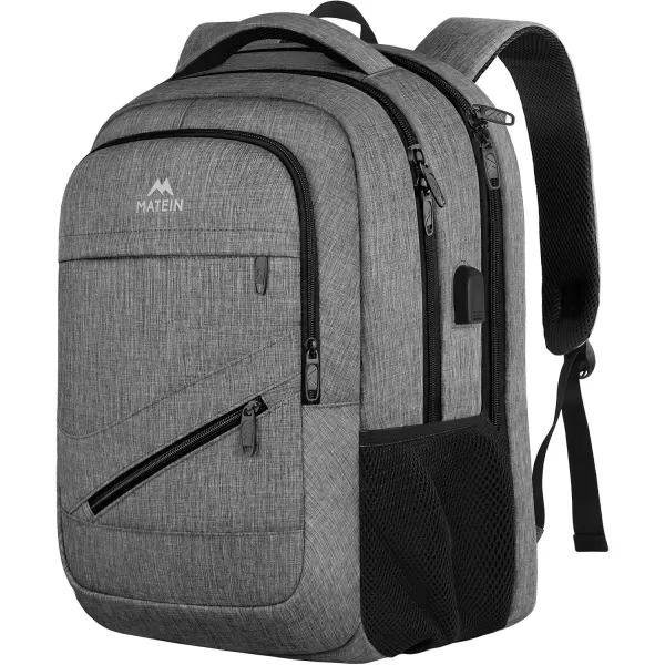 MATEIN School Laptop Backpack Extra Large TSA Friendly College Computer Bookbag with Laptop Compartment Fits 17 Inch Notebook Water Resistant Business Work Travel Bag Graduation Gifts for Men WomenGrey