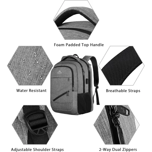 MATEIN School Laptop Backpack Extra Large TSA Friendly College Computer Bookbag with Laptop Compartment Fits 17 Inch Notebook Water Resistant Business Work Travel Bag Graduation Gifts for Men WomenGrey