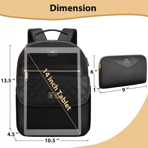 MATEIN Small Backpack for Women Waterproof Cute Backpack Purse with Wallet Fahion Anti Theft Mini Daypack with RFID Pocket Lightweight Work Bag with USB Charger for Travel Everyday 2pcs Black