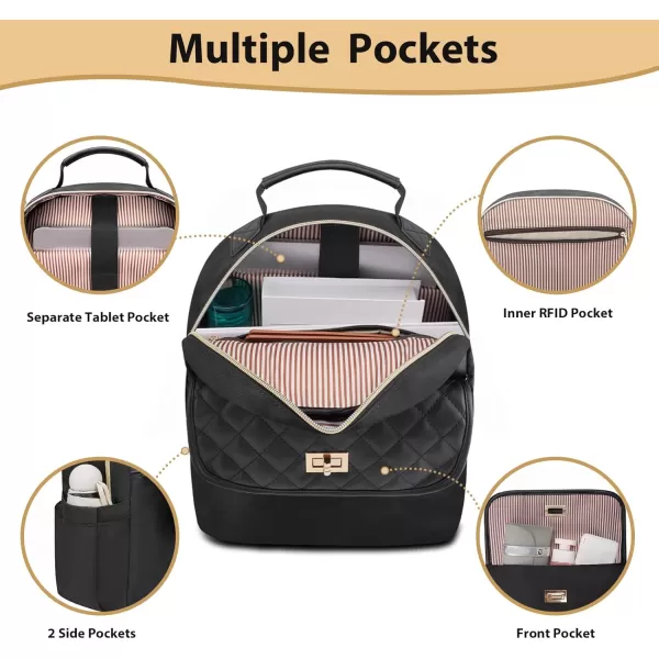 MATEIN Small Backpack for Women Waterproof Cute Backpack Purse with Wallet Fahion Anti Theft Mini Daypack with RFID Pocket Lightweight Work Bag with USB Charger for Travel Everyday 2pcs Black