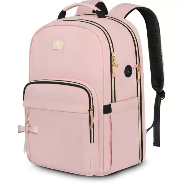 MATEIN 17 Inch Laptop Backpack for Women Pink Travel Backpack Personal Item Size TSA Approved with Luggage Strap and USB Charging Hole Water Resistant Extra Large Computer Bag for Nurse Work