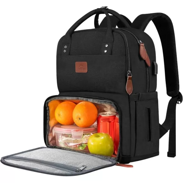 MATEIN 17 Inches Lunch Backpack Extra Large Lunch Box with Insulated Cooler Compartment Water Resistant Laptop Backpack with USB Charging Port for College Work Picnic BeachesBlack