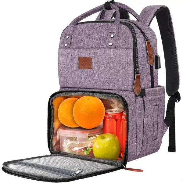 MATEIN 17 Inches Lunch Backpack Extra Large Lunch Box with Insulated Cooler Compartment Water Resistant Laptop Backpack with USB Charging Port for College Work Picnic BeachesPurple