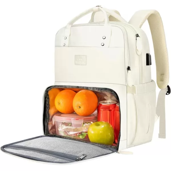 MATEIN 17 Inches Lunch Backpack Extra Large Lunch Box with Insulated Cooler Compartment Water Resistant Laptop Backpack with USB Charging Port for College Work Picnic BeachesBeige