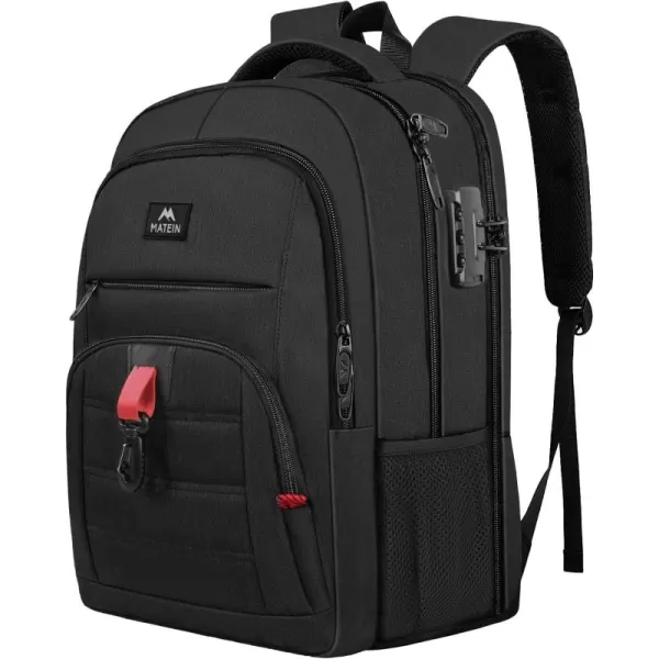 MATEIN Anti Theft Travel Backpack for Men 17 Inch Laptop Backpack with USB Charging Port ampamp Lock Large TSA Water Resistant Lockable Lightweight Daypack College Business Work Computer Bag Gifts Black