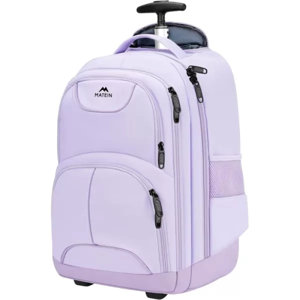 MATEIN Rolling Backpack 17 inch Water Resistant Wheeled Laptop Backpack Carry on Luggage Business Bag Overnight College Computer Backpack Trolley Suitcase for Men Women Adults to Travel BlackPurple