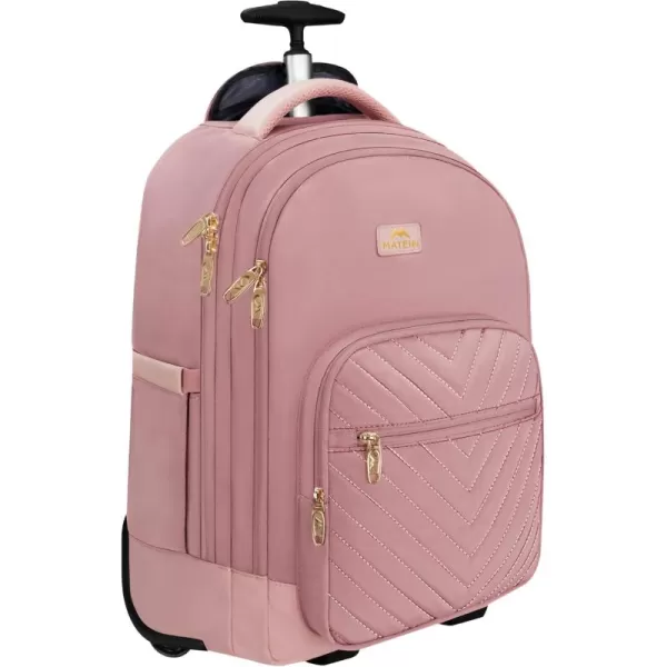 MATEIN Rolling Backpack for Women 17 Inch Travel Laptop Backpacks with Wheels Large Carry On Business Luggage Roller Backpack Waterproof Trolley Suitcase Overnight College Work Computer Bag PinkPink