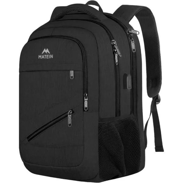 MATEIN School Laptop Backpack Extra Large TSA Friendly College Computer Bookbag with Laptop Compartment Fits 17 Inch Notebook Water Resistant Business Work Travel Bag Graduation Gifts for Men WomenBlack