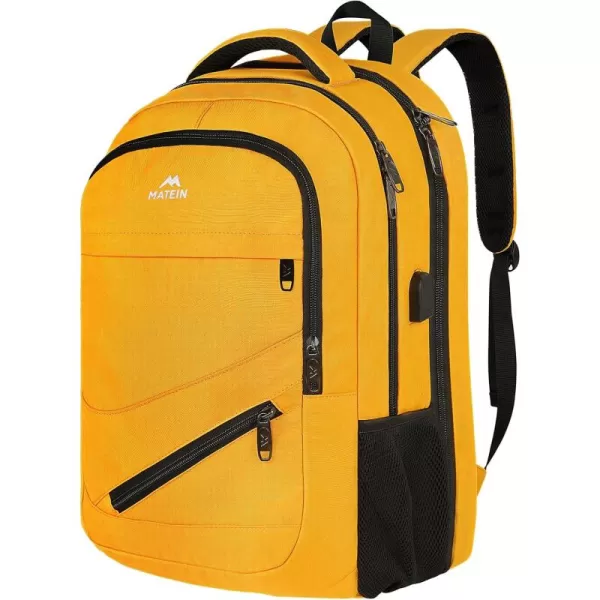 MATEIN School Laptop Backpack Extra Large TSA Friendly College Computer Bookbag with Laptop Compartment Fits 17 Inch Notebook Water Resistant Business Work Travel Bag Graduation Gifts for Men WomenYellow