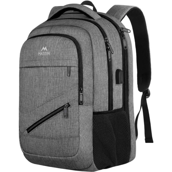 MATEIN School Laptop Backpack Extra Large TSA Friendly College Computer Bookbag with Laptop Compartment Fits 17 Inch Notebook Water Resistant Business Work Travel Bag Graduation Gifts for Men WomenGrey