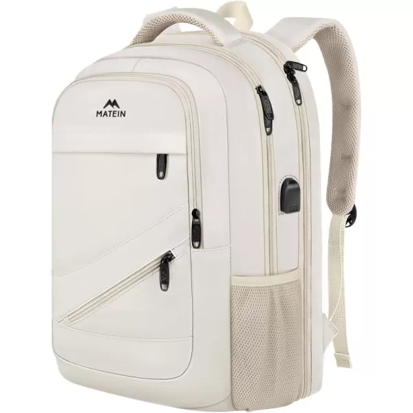 MATEIN School Laptop Backpack Extra Large TSA Friendly College Computer Bookbag with Laptop Compartment Fits 17 Inch Notebook Water Resistant Business Work Travel Bag Graduation Gifts for Men WomenBeige