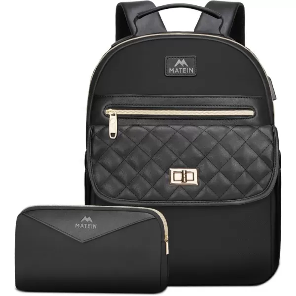 MATEIN Small Backpack for Women Waterproof Cute Backpack Purse with Wallet Fahion Anti Theft Mini Daypack with RFID Pocket Lightweight Work Bag with USB Charger for Travel Everyday 2pcs Black