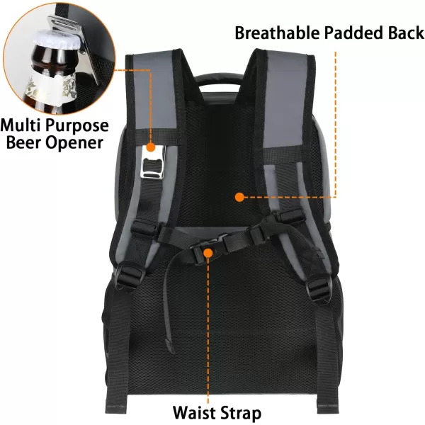 imageMATEIN Cooler Backpack 26 Cans Insulated Lunch Backpack for Men Women Leakproof Double Layer Lunch Cooler Bag Lightweight Soft Lunch Backpack with Cooler Compartment Beach Camping Hiking Beer GiftsAustere Grey