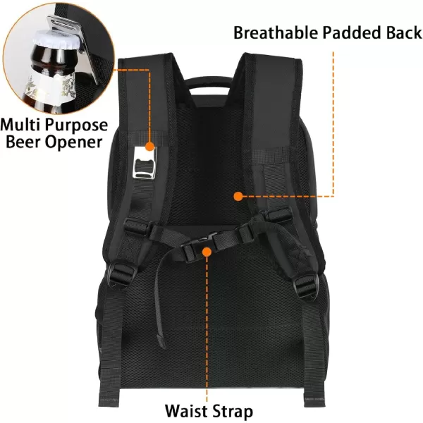 imageMATEIN Cooler Backpack 26 Cans Insulated Lunch Backpack for Men Women Leakproof Double Layer Lunch Cooler Bag Lightweight Soft Lunch Backpack with Cooler Compartment Beach Camping Hiking Beer GiftsBlack