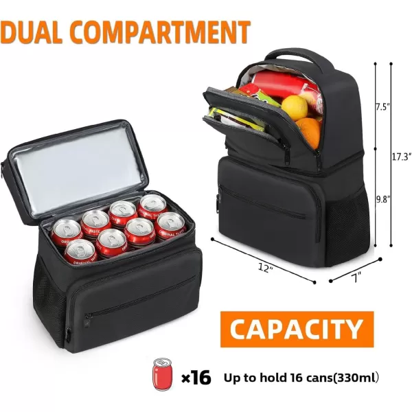 imageMATEIN Cooler Backpack 26 Cans Insulated Lunch Backpack for Men Women Leakproof Double Layer Lunch Cooler Bag Lightweight Soft Lunch Backpack with Cooler Compartment Beach Camping Hiking Beer GiftsBlack
