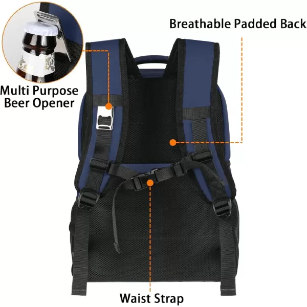 imageMATEIN Cooler Backpack 26 Cans Insulated Lunch Backpack for Men Women Leakproof Double Layer Lunch Cooler Bag Lightweight Soft Lunch Backpack with Cooler Compartment Beach Camping Hiking Beer GiftsBlue