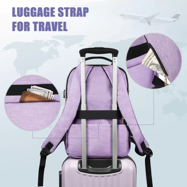 imageMATEIN Laptop Backpack for Women Anti Theft 156 inch College School Bookbag for Girls with USB Charging Port Water Resistant Stylish Travel Computer Work Backpack with for Nurse PurplePurple