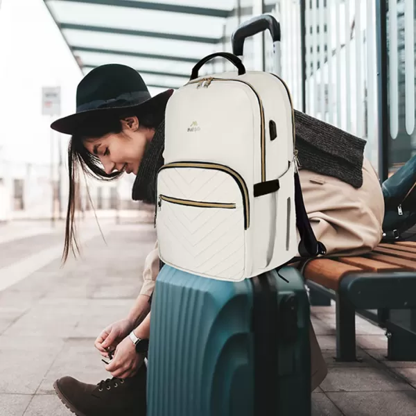 imageMATEIN Laptop Backpack for Women Anti Theft 156 inch College School Bookbag for Girls with USB Charging Port Water Resistant Stylish Travel Computer Work Backpack with for Nurse PurpleWhite